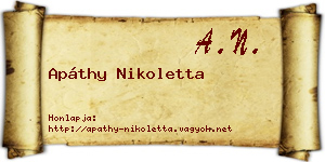 Apáthy Nikoletta névjegykártya