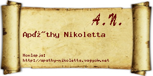 Apáthy Nikoletta névjegykártya